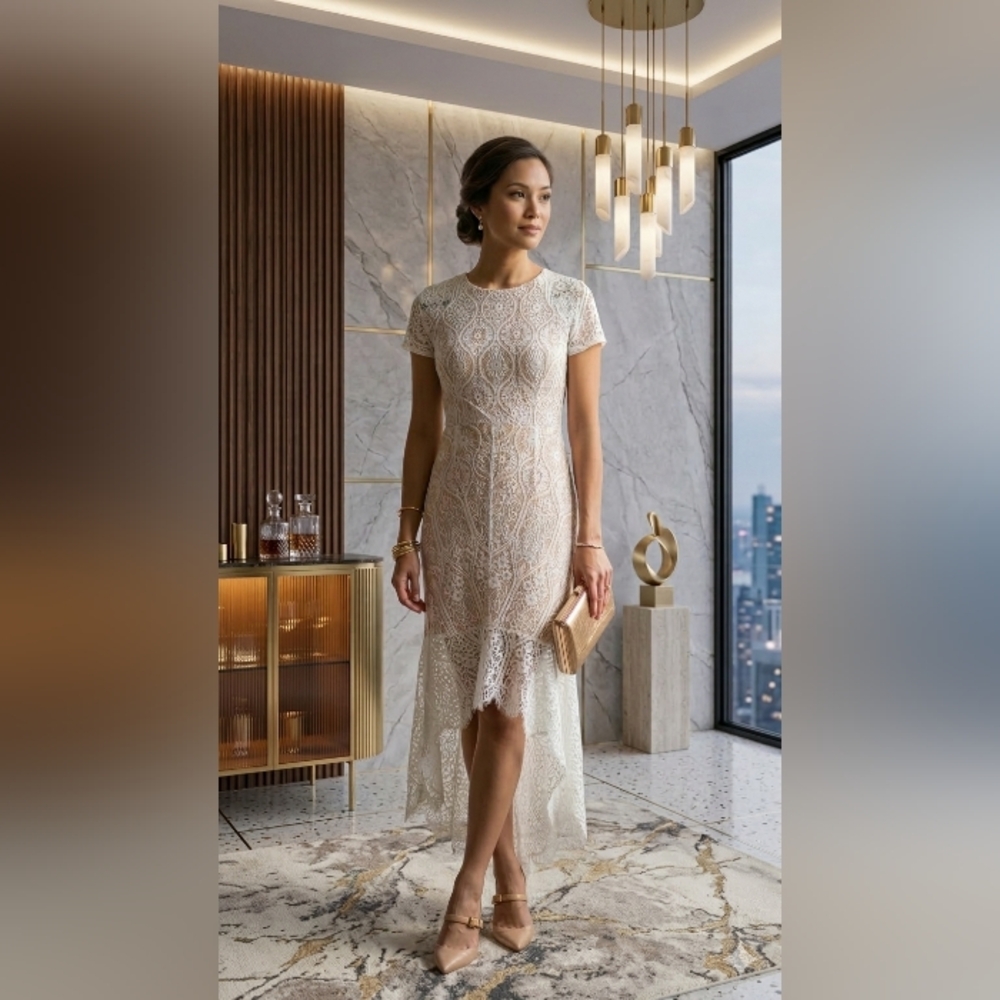 NWT Elegant Lace White Dress XSMALL